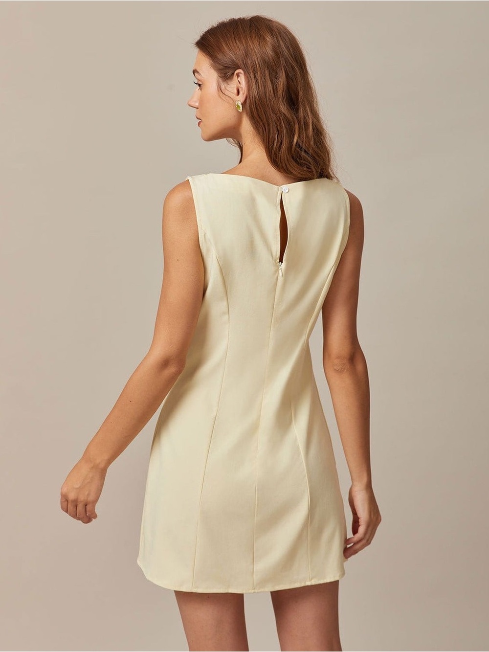 RIHOAS Cream Sleeveless Mini Dress with Front Pockets - Picture 3 of 3